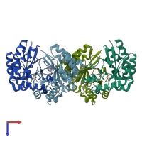 PDB entry 5ncd coloured by chain, top view.