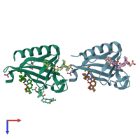 PDB entry 5ncg coloured by chain, top view.