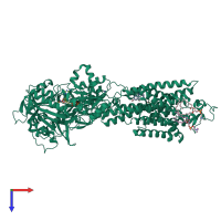 PDB entry 5ncq coloured by chain, top view.