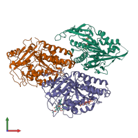 PDB entry 5nd4 coloured by chain, front view.