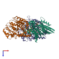 PDB entry 5nd4 coloured by chain, top view.