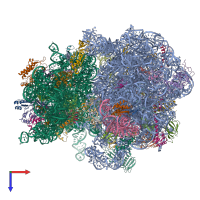 PDB entry 5nd8 coloured by chain, top view.