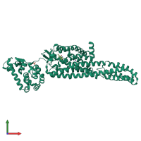 Monomeric assembly 1 of PDB entry 5ndd coloured by chemically distinct molecules, front view.