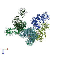 PDB entry 5ndf coloured by chain, top view.