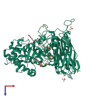 PDB entry 5ndx coloured by chain, top view.