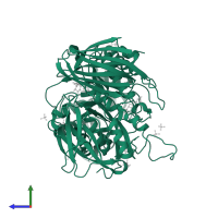 Glyosyl hydrolase in PDB entry 5ndx, assembly 1, side view.