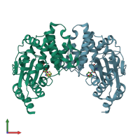 PDB entry 5ne3 coloured by chain, front view.