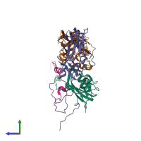 PDB entry 5ne4 coloured by chain, side view.