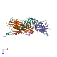 PDB entry 5ne4 coloured by chain, top view.