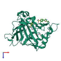 PDB entry 5nea coloured by chain, top view.