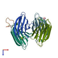 PDB entry 5nes coloured by chain, top view.
