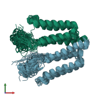 PDB entry 5nf8 coloured by chain, ensemble of 15 models, front view.