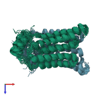 PDB entry 5nf8 coloured by chain, ensemble of 15 models, top view.