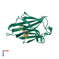 PDB entry 5nf9 coloured by chain, top view.