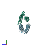 PDB entry 5nfd coloured by chain, side view.