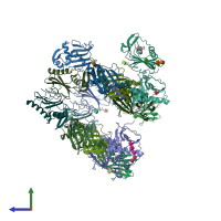 PDB entry 5nff coloured by chain, side view.