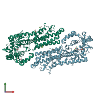 PDB entry 5nfh coloured by chain, front view.