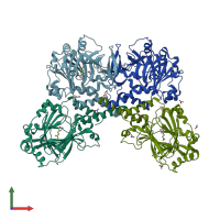 PDB entry 5nfn coloured by chain, front view.