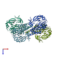 PDB entry 5nfn coloured by chain, top view.