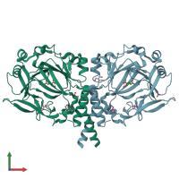 PDB entry 5nfo coloured by chain, front view.