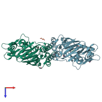 PDB entry 5nfo coloured by chain, top view.