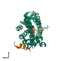 PDB entry 5nfp coloured by chain, side view.