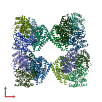 PDB entry 5nfr coloured by chain, front view.