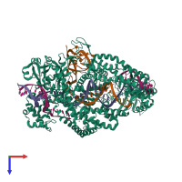 PDB entry 5nfv coloured by chain, top view.