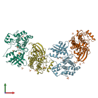 PDB entry 5ng3 coloured by chain, front view.