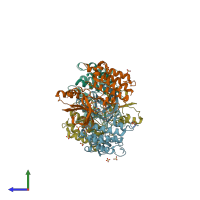 PDB entry 5ng3 coloured by chain, side view.