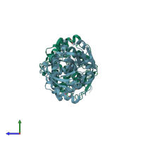 PDB entry 5ng7 coloured by chain, side view.