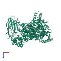 PDB entry 5ngb coloured by chain, top view.