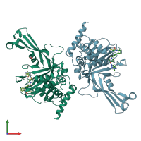 PDB entry 5ngf coloured by chain, front view.
