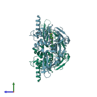 PDB entry 5ngf coloured by chain, side view.