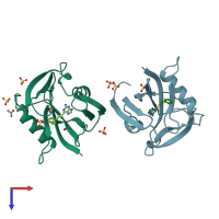 PDB entry 5ngs coloured by chain, top view.