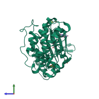 PDB entry 5ngu coloured by chain, side view.