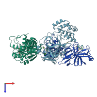 PDB entry 5nh0 coloured by chain, top view.