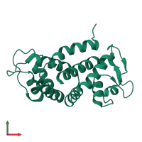 PDB entry 5nh1 coloured by chain, front view.