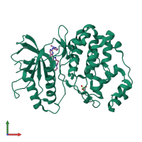 PDB entry 5nho coloured by chain, front view.