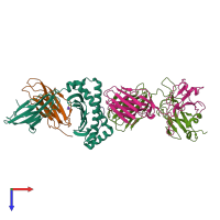 PDB entry 5nht coloured by chain, top view.