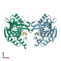 PDB entry 5ni0 coloured by chain, front view.