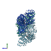 PDB entry 5ni4 coloured by chain, side view.