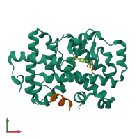 PDB entry 5ni8 coloured by chain, front view.