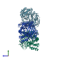 PDB entry 5nie coloured by chain, side view.