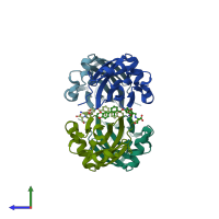 PDB entry 5niu coloured by chain, side view.