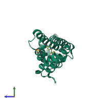 PDB entry 5niz coloured by chain, side view.