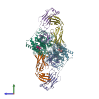 PDB entry 5nj3 coloured by chain, side view.