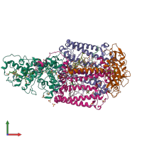 PDB entry 5nj4 coloured by chain, front view.