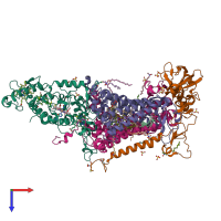 PDB entry 5nj4 coloured by chain, top view.