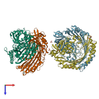 PDB entry 5nj9 coloured by chain, top view.